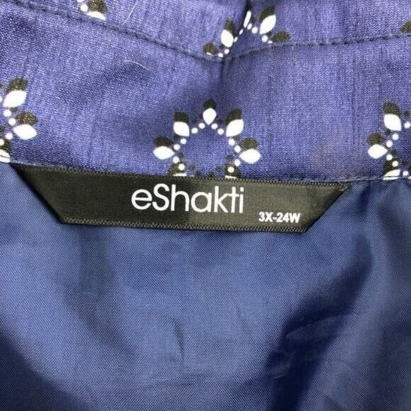 eshakti Wayward Dress Women's Size 3X 24W Blue Midi Length 3/4 sleeve Pockets - Picture 9 of 9